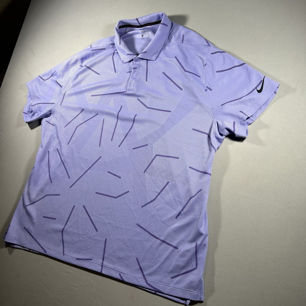 Nike Dri-Fit Tiger Woods Collection Golf Polo Mens XXL Purple All Over Print